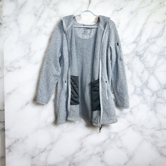 L.L. Bean Heather Gray Zip Up Fleece Jacket - Picture 4 of 5